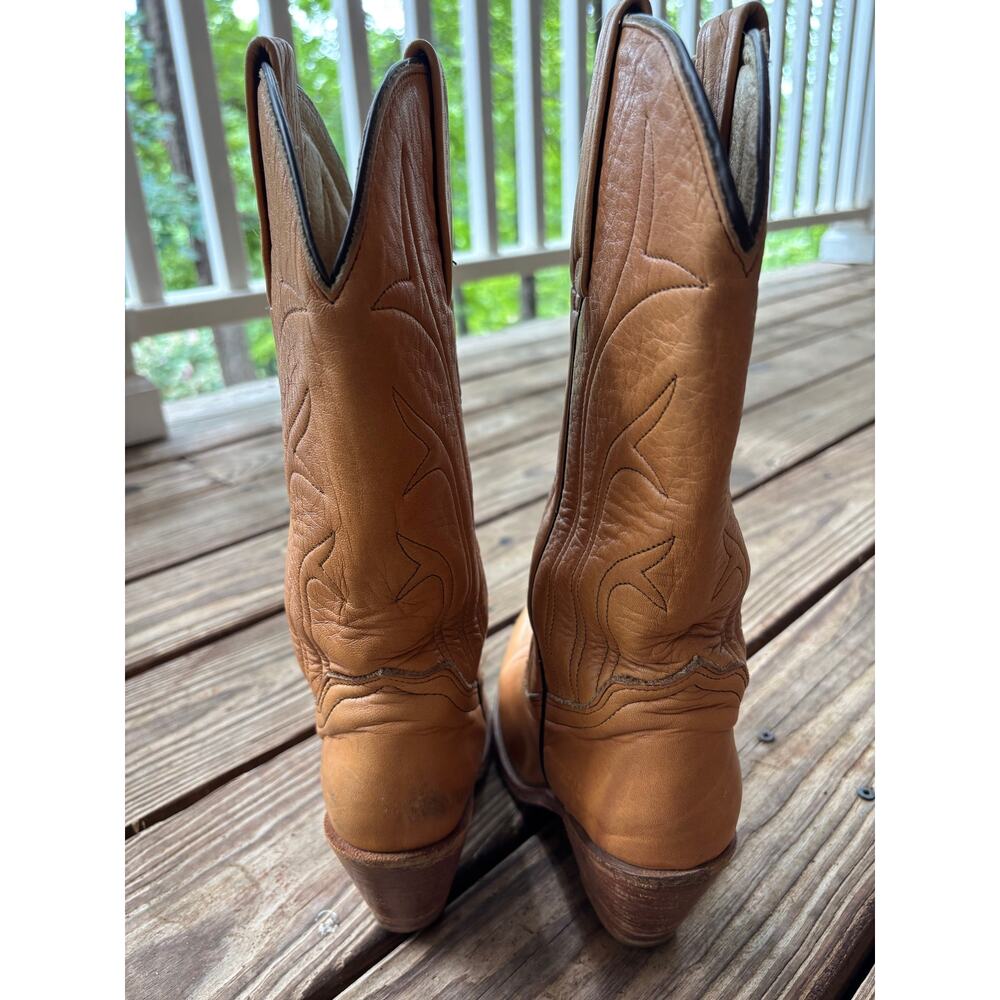 Vintage Frye Tan Western Boots Size 8 - Cowboy Cowgirl  Boots - Picture 5 of 8